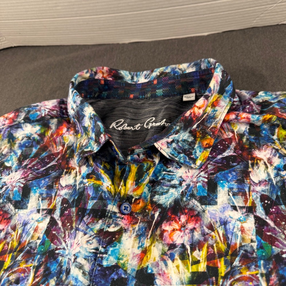 Robert Graham Mens 3XLT Short Sleeve Abstract Floral Button Down Shirt Multi
